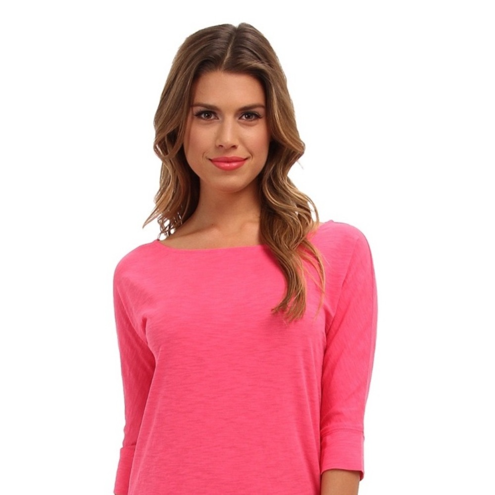Lilly Pulitzer Hot Pink Boatneck Three-Quarter Sleeve Top